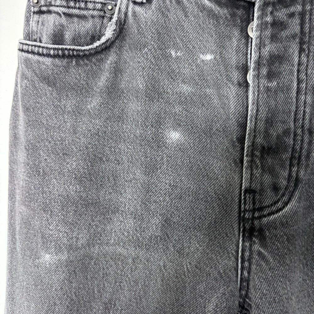 Reformation Jeans 28 Gray Cropped Wide Leg Button Fly Raw Hem Sustainable Fabric - Picture 3 of 12
